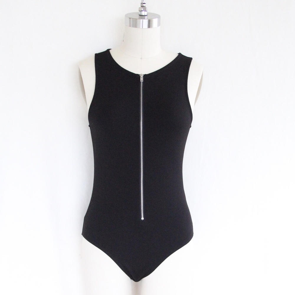 Forever 21 Black Zip-Front Bodysuit